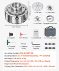 Built Tough 4 Inch Wood Lathe Chuck 4 Jaw Self Centering Bevel Gear Set With 1 Inch 8 TPI Thread And Adapter, parts displayed