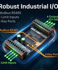 Ransanx stepper motor controller board in isometric view, DC 12-24V, RS485 Modbus, 4 outputs