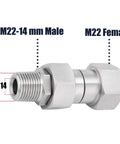 High Performance Pressure Washer Swivel Fitting With M22 14mm Threads 4500 PSI 360 Degree Rotation No Sweat Hose Twist Hot Water Compatible Up To 120 Celsius Eliminates Hose Twist And Kink Reduces Strain On Your Gun And Hose. M22-14 mm male to M22 female swivel connector