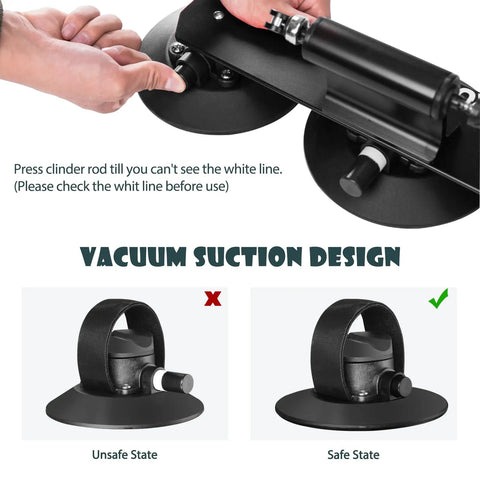Suction Cup Car Roof Bike Rack With Quick Release showing vacuum suction mechanism and safety indicator for aluminum alloy bike carrier.