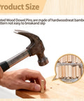 Eight Size Fluted Wooden Dowels 225 Pieces In Quarter, Five Sixteenths, And Three Eighths being used with hammer