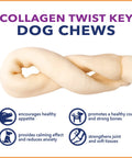 CareChewz Collagen Twist Keys Dog Chew Treats 6 To 7 Inch Natural Flavor Beef Hide Dental Style Snack for strong chewers