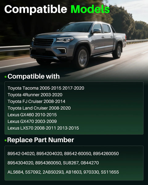 Automotive parts image: side view of a silver pickup truck on a highway with a green Compatible Models banner.