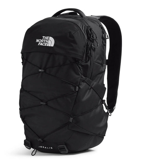 Borealis Commuter Laptop Backpack With Water Repellent Fabric Laptop Sleeve And Large Main Compartment Ergonomic FlexVent Support For Daily Commute And School Your Everyday Tech Gear Carry Bag, black front view with North Face logo