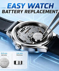 Inside a watch case with a 377 SR626SW battery being replaced, showcasing 10 Pack Sr626sw And 377 Watch Batteries 1.55V Silver Oxide Button Cells Delivering Top Shelf Long Haul Power For Precision Watches And Gadget Gear Built Tough Everyday Use With Zero Sweat Reliability.