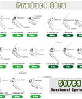 50-piece torsional springs assortment kit, 304 stainless steel, 15 sizes with 45/90/120 degree angles for home DIY repairs