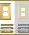 Gold Brass Metal Wall Plate For Electrical Outlets And Light Switches 1 Gang Duplex Cover Dope Look Decorative Outlet