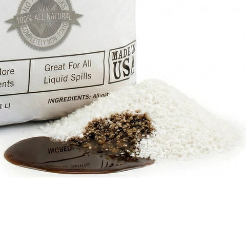 Heavy Duty Spill Clean Up Powder That Knocks Out Oil Grease And Hydraulic Liquid Instantly Binds Liquids Into Solid Granules For A No Sweat Sweeping Finish On Garage Or Workshop Floors One Cubic Foot Bag