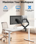 Dual Monitor Desk Arm Mount For 22 To 32 Inch Screens Height Adjustable Vesa 75x75 Or 100x100 Compatible Supports 4.4 To 17.6 Lbs