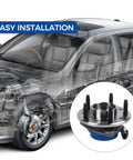Front Wheel Hub And Bearing Assembly For 2004 2005 Chevy Classic, 1997 2003 Malibu with vehicle cross-section illustration for installation.