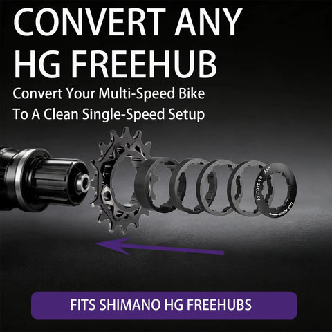 Single Speed Conversion Kit For Shimano HG Freehub With CNC 7075 Aluminum Cog And Spacer Set 5mm 7mm 12mm for conversion