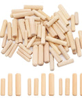 Pro Grade Wooden Dowel Pin Set With Straight Grooves And Beveled Tapered Ends, Four Hundred Piece Pack in various sizes