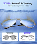 50KHz Ultrasonic Jewelry Cleaner With Dual Modes And LED Display, glasses before and after using cleaner for 360° results
