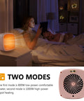Portable Ceramic Space Heater 1000W 800W With Quick Heat In 2 Seconds, Super Quiet 50dB Desk Heater For Office Or Home, Compact Safe Indoor Use Pink Color on bedside table