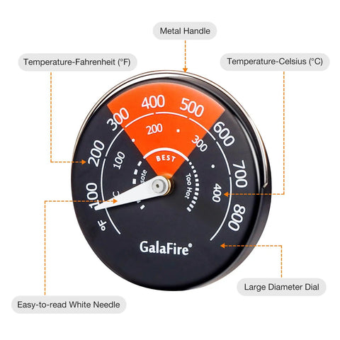 Magnetic Wood Stove Thermometer With White Needle, Easy Read Oven Temperature Meter for efficient stove monitoring