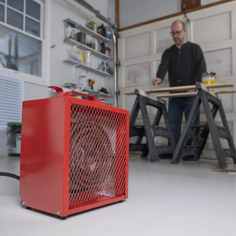 Heavy Duty 4,800W Fan Forced Space Heater For Garage And Workshop Industrial Grade Steel Construction in use