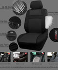 All Black 3D Air Mesh Car Seat Covers With 5mm Foam Padding, Airbag Compatible, Universal Fit For SUV Vans Sedans And Trucks, Full Set Interior Covers