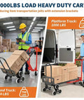 Heavy Duty Stair Climbing Hand Truck With 1000 Pounds Capacity 4 In 1 Convertible Dolly Cart in warehouse and van scene