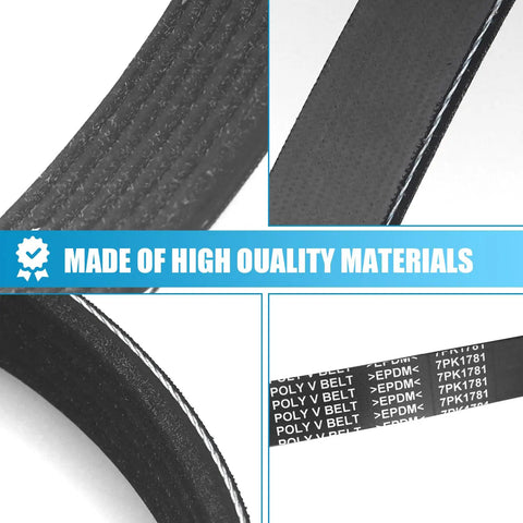 Close-up of Top Notch Remax Serpentine Drive Belt Fits Honda Accord 2003 Through 2007 2.4L L4 Engine, showcasing EPDM material and texture.