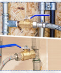 Full Port Three Quarter Inch Beefy Brass Ball Valve 2 Pack installed on plumbing pipes for water oil and gas lines