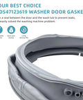Upgraded MDS47123619 Washer Door Gasket Replacement For LG Kenmore Front Load Washers Durable Silicone Seal To Stop Leaks And Keep Your Washer Humming Easy Install Wear Resistant Corrosion Resistant Door Boot gray silicone washer door gasket shown coiled