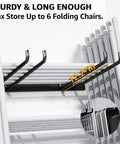 Heavy Duty Folding Chair Storage Rack And Wall Mount Organizer Hooks For Garage And Garden Use Holds Up To 240 Lbs No Fuss Quick Setup Ideal For Lawn Beach Camping And Yard Chairs 2 Pack holding multiple chairs
