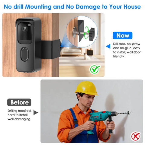 Anti Theft Doorbell Mount For All New 2nd Gen Video Doorbell No Drilling Rent Friendly Mount installed on door