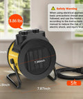 Indoor Space Heater 1500W PTC Ceramic With 90 Degree Adjustable Angle Rapid Safe Heating Quiet Portable Heater For Home Office Compact Desk Heater Yellow showing dimensions and weight