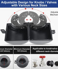 Front view of MOSECYOU door knob locking cover, heavy-duty all-metal, black, adjustable clamp to disable knob