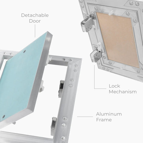 Heavy Duty 20x24 Inch Wall Or Ceiling Access Panel Waterproof Drywall Cutout Aluminum Frame with Detachable Door and Lock Mechanism