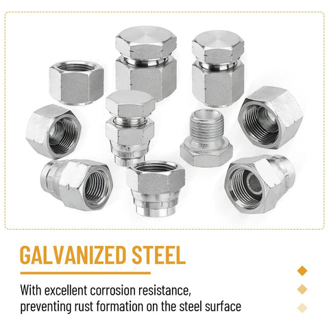 Heavy Duty BSPP Cap And Plug Kit For Hydraulic Systems, 56-Piece Galvanized Steel Fitting Set With Precision Threading displayed
