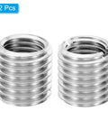 Two silver stainless steel thread reducer sleeves, M20×M16, 20 mm length, male-to-female adapters