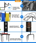 Comparison of our Heavy Duty Garden Hose Holder With Dual Hose Storage Holds 160 Ft features versus others, including hooks, screws, and spikes.