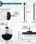 16 Pc Drill Brush Car Detailing Kit With Soft Bristle Scrubber And Extend Attachment; brush shapes and extension rods.