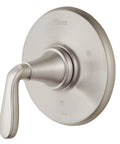 Northcott Valve Trim in Brushed Nickel for One Hole Install with Fixed Hub Handle, all-metal construction, minimalist design