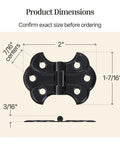 Oil Rubbed Bronze Butterfly Cabinet Hinges 2 In By 1-7/16 In Surface Mount dimensions diagram