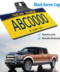 Heavy Duty Trailer License Plate Bracket Set in Black Stainless Steel on a truck with decorative license plate.