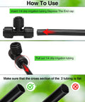 Instructions for using 24 Pack One Quarter Inch Drip Irrigation Tee Connectors Quick Connect Fittings Push To Fit For One Quarter Inch Drip Tubing Sprinkler And Irrigation Systems Easy Install And Customizable Layouts