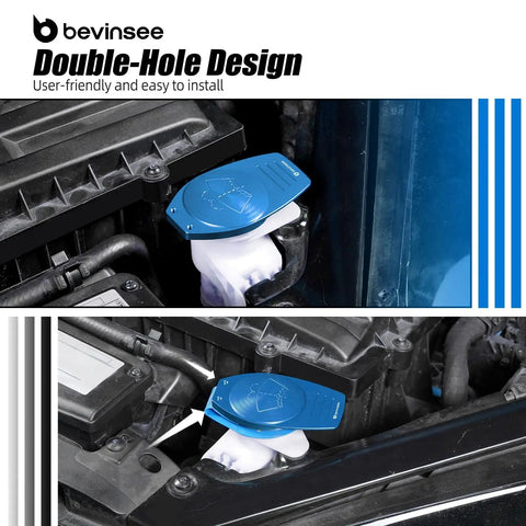 Installed Long Arm Aluminum Windshield Washer Fluid Reservoir Cap Replacement That Fits Audi A3 S3 TT TTS TTRS 8S 1K0955455 And VW Golf 7 7.5