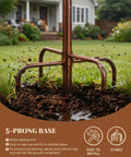 Five prong base of Two In One Metal Bird Bath And Feeder For Outdoor Gardens, Vintage Bronze Free Standing Yard Decor on lawn