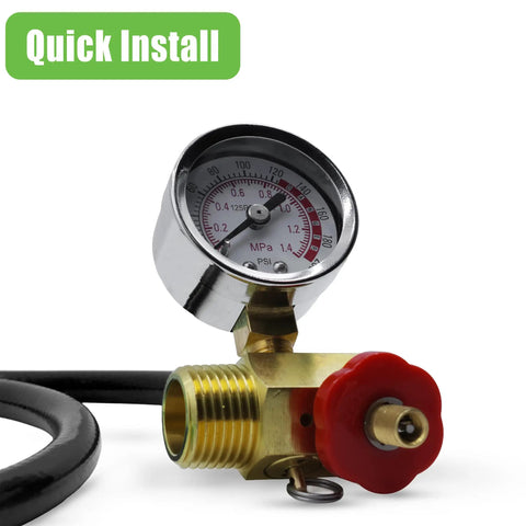 Air Tank Assembly Kit With 4 Ft Air Hose And 1/4 In Npt Tire Chuck, Brass Manifold, 0-200 Psi Gauge, Safety Bypass Valve