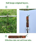 12 Inch Pro Grade Soil Sample Probe With T Handle For Easy Soil Testing And Sampling Soil Sampler Tool For Lawn Garden Farm Precise Soil Probe Kit For Moisture Depth And Layer Analysis - showing soil layers extraction sequence in three steps.