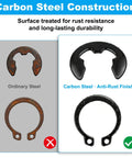 Comparison of ordinary steel and carbon steel C and E clips from All-In-One Pro-Grade 324Pcs C Clips And E Clips Kit with anti-rust features.