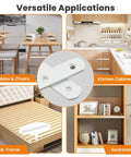 Heavy Duty 5 Inch Stainless Steel Mending Plate Flat Brace For Wood And Furniture Repair White Finish Durable Corner Connector Brackets For Bed Frames Shelves And Joints applications in tables, bed frames, and shelves.