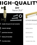 Comparison of Set Of 10 Antique Brass Cabinet Drawer Pulls With Brown Marble Ceramic Center Handles and other brands, highlighting quality features.