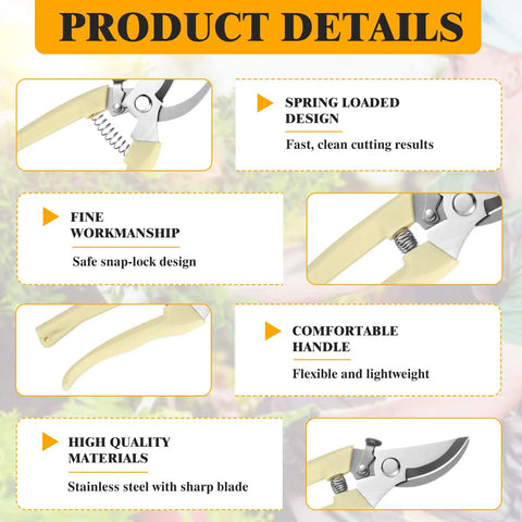 Image showing product details of 20 Piece Pruning Shears For Gardening Set With Durable Stainless Steel Blades And Comfortable PP Handles.