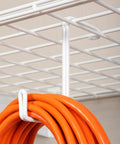Add-On Storage Hook Accessory for Ceiling Rack White Holds 25 Lbs Each 4-Pack suspending orange extension cord