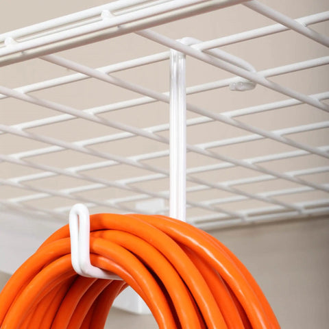 Add-On Storage Hook Accessory for Ceiling Rack White Holds 25 Lbs Each 4-Pack suspending orange extension cord