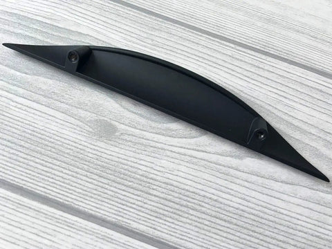 Matte Black Cup Drawer Pull Cabinet Door Handle For Dresser And Vanity Modern Kitchen Hardware on wood surface