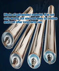 Heavy Duty Stainless Steel Conveyor Rollers For Belt Frames Quick Snap Spring Mount Idlers No Sweat Install Super Tough Design, close-up view.